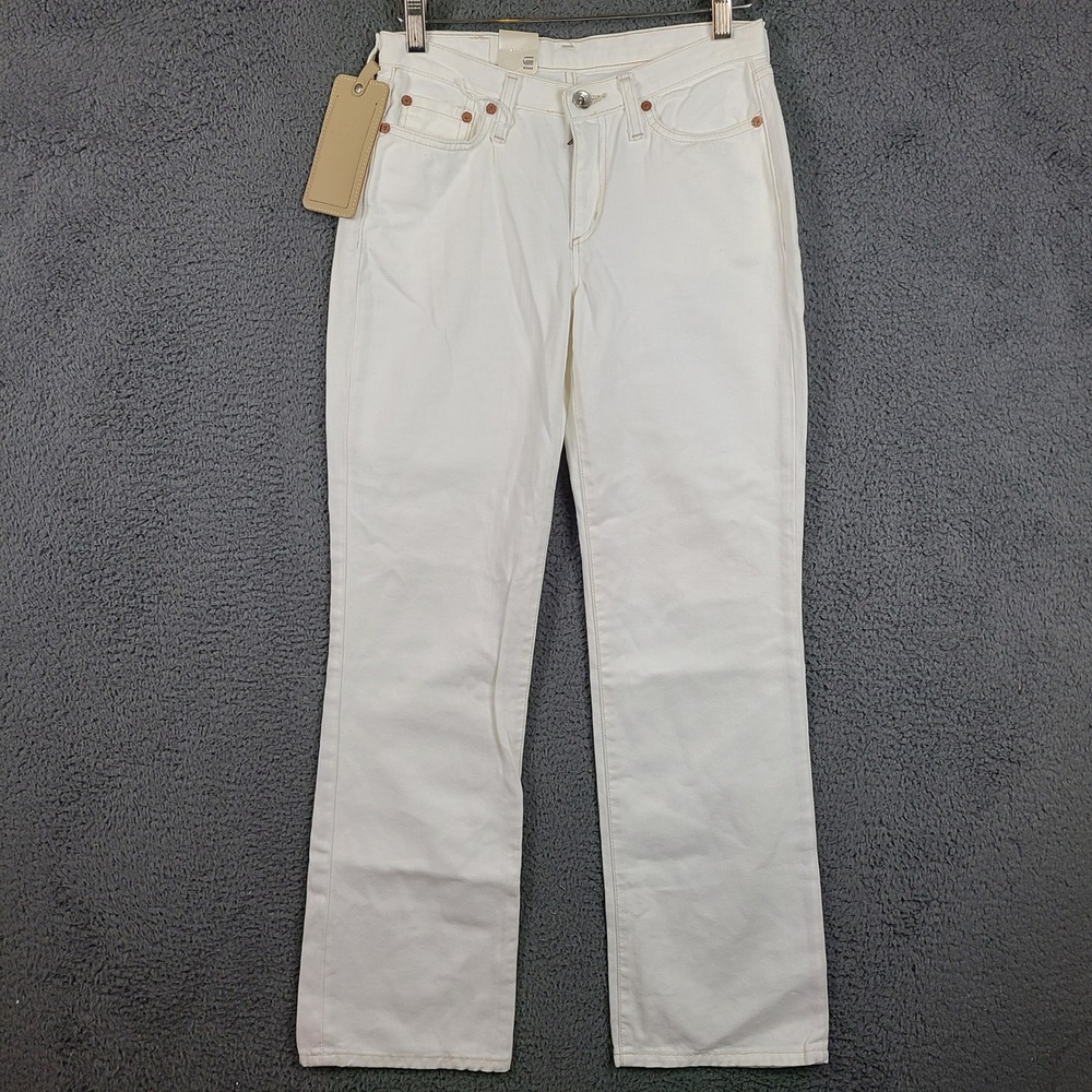 G-Star RAW Low Hip Straight Jeans Womens 27x30 White Damage Wash 5687-10-86 NEW